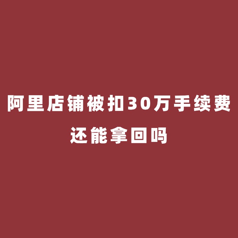 鄞州阿里陪跑/阿里店铺被扣30万手续费，还能拿回吗？